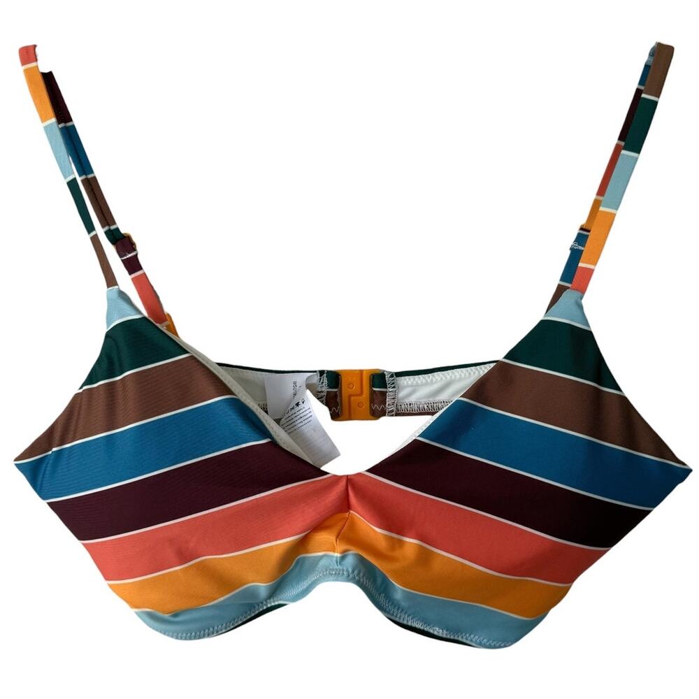 Faherty Striped multicolor adjustable straps No Wire bikini top size L